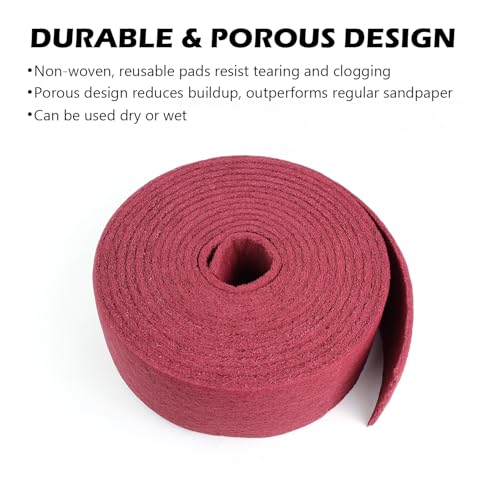 Maroon Scuff Pad Roll 5" x 30 ft - General Purpose Surface Prep for Auto Body, Woodworking & Paint - color: Maroon, style: 5 Inches * 30 Feet
