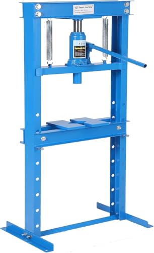 12-Ton Hydraulic h-Frame Shop Press with Adjustable Worktable & Press Plates | Heavy-Duty Press for Bending Straightening Bearing Installation | Ideal for Auto Repair Garages & Workshops,Blue. - color: Blue-12T