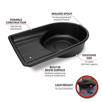 Performance Tool W4072 7.5 Gallon Polyethylene Oil Drain Tub - style: 7.5 Gallon Plastic Oil Drain Pan