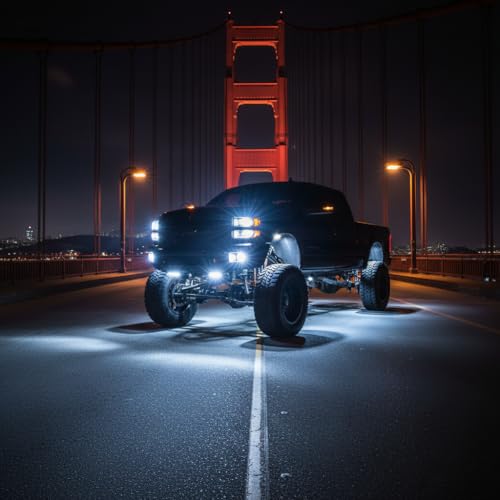 YONEDA White Rock Lights for Trucks, 8 Pods, 42 LEDs/Pod, IP68 Waterproof - color: White, size: 8 Pods(42 LEDs/Pod)