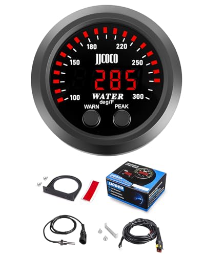 Water Temperature Gauge with 1/8NPT Sensor & Bracket 300°F Digital LED Display Water Coolant Temperature Gauge for Cars Trucks Ships Vehicle Automotive Boat Marine 2”/52mm - color: Red