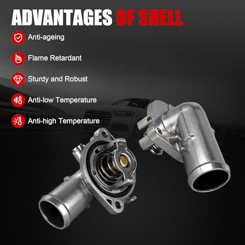 Upgrade Aluminium Engine Coolant Thermostat Housing Assembly Compatible with Jeep Cherokee 2014-2022,Dodge Grand Caravan 2011-2020/Journey/Avenger,Chrysler 200/Ram & Volkswagen,Replaces#5184651AG - size: 5184570AG