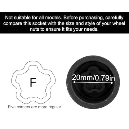 F-Wheel Locking Nut Tool, Special Steel Wheel Security Kit,Anti Theft Lug Nut Key for Dismantling & Installing Anti Theft Lugnut Tool Socket Remover Hand Repair Tools