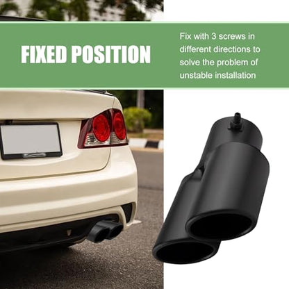 MLY Dual Exhaust Tip, 2.5'' Inlet/2.4'' Outlet Straight Exhaust Tip, Stainless Steel Muffler Tip with Screw, Universal Exhaust Tailpipe Tip for Cars (Black)