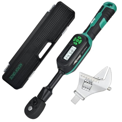 AEROFORCE 3/8" Drive Adjustable Digital Torque Wrench, 6.8-135Nm Electric Torque Wrench with 38MM Open End, Interchangeable Jaw & Ratchet Head, for HVAC, Automotive, Motorcycle and Narrow Pipeline - style: 3PCS 3/8’’ 5.02-99.57 lb.ft