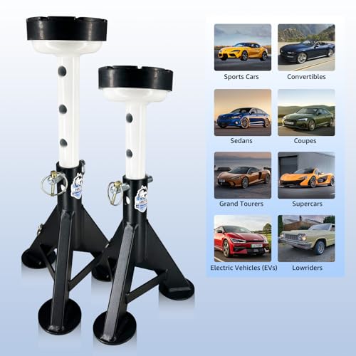 HKTE Low Profile Jack Stands, 8000 lb Each, Locking Pins, 2 Pack - color: JACK STANDS 8000LB LOW PROFILE