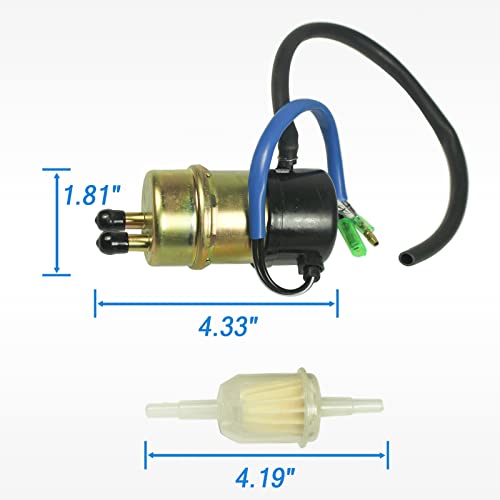 Electric Fuel Pump 12v (8mm In/Outlet) Compatible with Kawasaki Mule 3000 3010 3020 2520 2500 2510 1000 Repalce 49040-1055 KAF620 KF620