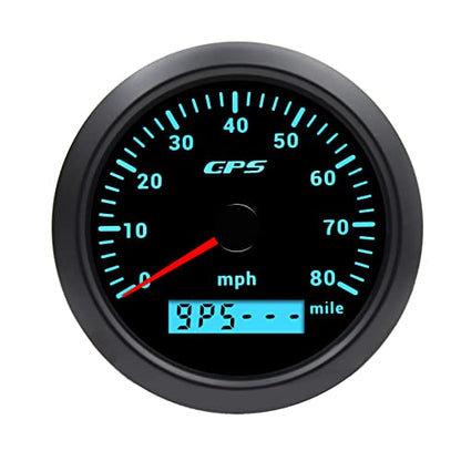 KAOLALI Digital GPS Speedometer Speed Gauge 85mm (3.34 inch) Boat MPH GPS Speedometer Odometer 0-80MPH for Truck Marine Car Motorcycle 9-32V 7 Colors Backlight - color: 80MPH-Black