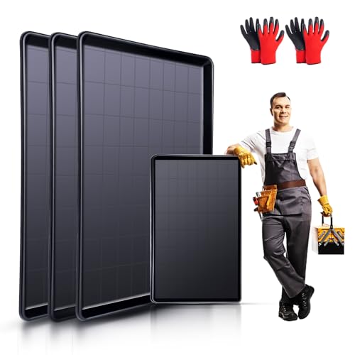 Wfurite Extra Large Oil Drip Pan for Car, 3-Pack with 2 Pairs Gloves