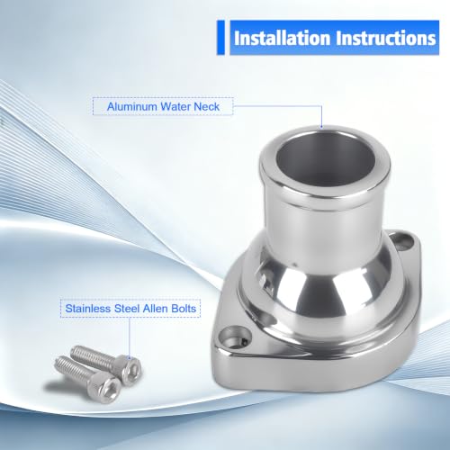 Straight Up Water Neck Aluminum Polished Thermostat Housing - color: Silver, size: 180 Degrees Style1