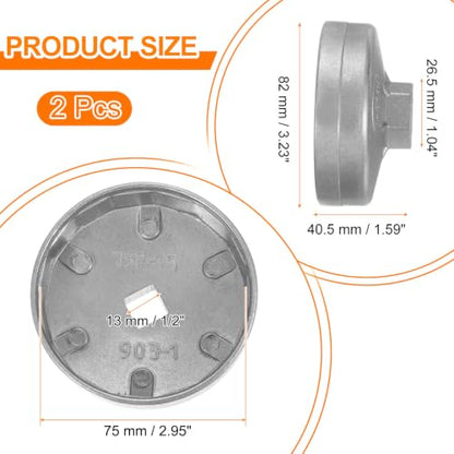 HARFINGTON 2pcs Oil Filter Cap 15 Flute 82x40.5x75mm (WxHxID) 1/2" Square - size: 15 Flute 82 x 40.5 x 75mm