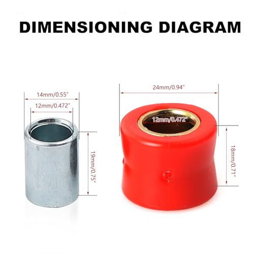 Minho 4Pcs 12MM Rear Shock Absorbing Suspension Bushing Set in Rubber Material Compatible with Most Motorcycles Scooter ATV UTV Go Kart,Red Color - color: red, size: ID; 12MM