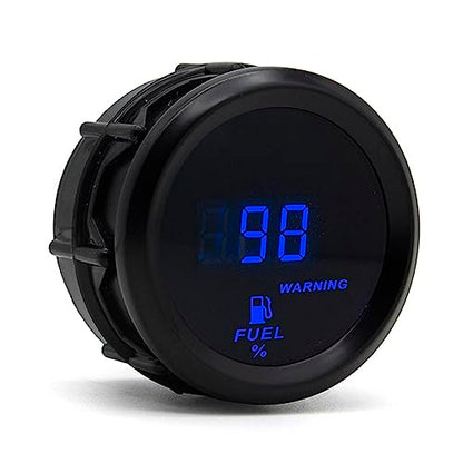 2 Inches 52mm Car Fuel Level Digital Gauge Automobile Blue Backlight Universal Meter (Fuel Gauge with Sensor)