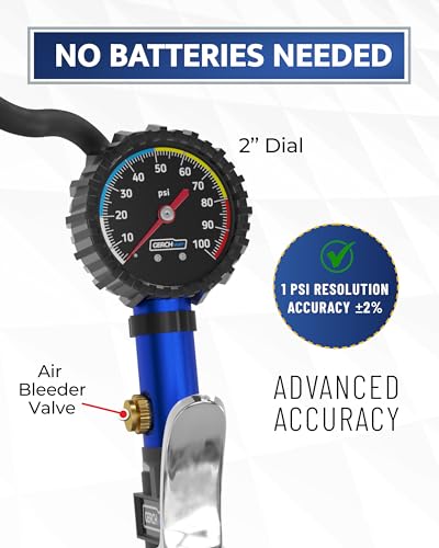 Presta Valve Adaptor Pump with Removable Schrader to Presta Valve Air Chuck - color: Blue (Black Dial)