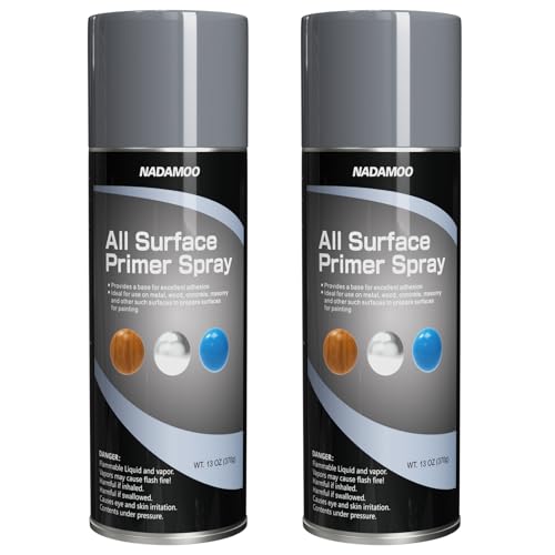 NADAMOO All Surface Primer Spray, Matte Gray One-Part Epoxy Primer, 2 Can - color: Gray, style: Pack of 2