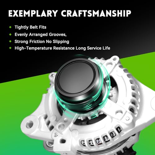 11385N Alternator 1.8L L4 Replacement for Toyota Corolla 2009-2010, Matrix 09-10, Pontiac Vibe 09-10, Scion xD 08-14, 12897, 1042102800, 0986CR6103, AL3370X, 6-Groove Clutch Pulley, 100 Amp - size: 11385N