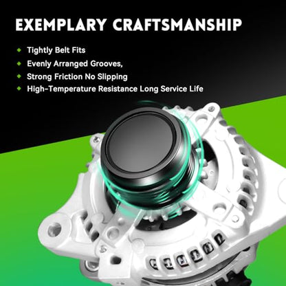 11385N Alternator 1.8L L4 Replacement for Toyota Corolla 2009-2010, Matrix 09-10, Pontiac Vibe 09-10, Scion xD 08-14, 12897, 1042102800, 0986CR6103, AL3370X, 6-Groove Clutch Pulley, 100 Amp - size: 11385N