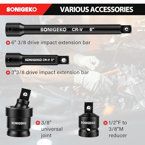 48-Piece 3/8" Drive Impact Socket Set CR-V Steel - size: 48 PCS, 3/8" Socket Set, Metric & SAE