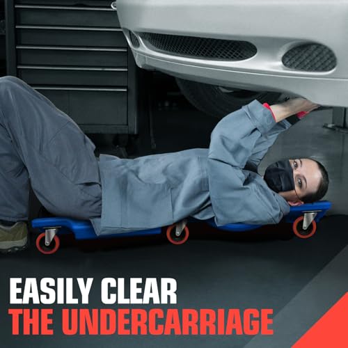 DNA MOTORING 36" L X 17" W x 4.25" H Vehicle Repair Low Profile Automotive Creeper w/Padded Headrest, Blue, TOOLS-00201-BL - color: Blue, size: 36 Inches