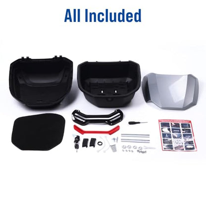 Japard Motorcycle Top Case 42L Daily Rear Tail Box Trunk, Lockable Storage Carrier, Waterproof Universal Mounting for Helmet Luggage (Silver Gray) - color: Silver Gray