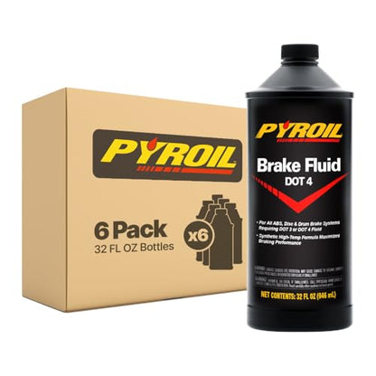 Pyroil DOT 4 Brake Fluid, Synthetic High-Temp Formula Maximizes Braking Performance, 32 Fl Oz (Pack of 6) - size: 32 Fl Oz (Pack of 6)