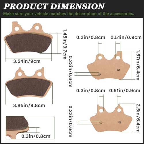 LOCOPOW Sintered Brake Pads Front and Rear for Harley Davidson Softail, Heritage Classic, Fat Boy, Dyna Electra Glide,Sportster XLH883R/2000 2001 2002 2003 2004 2005 2006 2007