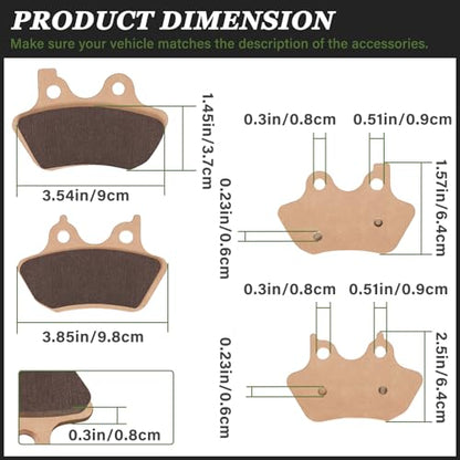 LOCOPOW Sintered Brake Pads Front and Rear for Harley Davidson Softail, Heritage Classic, Fat Boy, Dyna Electra Glide,Sportster XLH883R/2000 2001 2002 2003 2004 2005 2006 2007