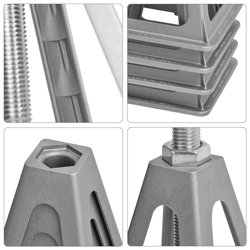 Aluminum RV Stabilizer Jacks 4 Pack with Additional Screw Nuts, Screw Jack Stands, Stabilize and Level RV Trailer Camper, Support up to 6,000 lbs