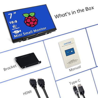 HAMTYSAN Upgraded Version 7'' Raspberry Pi Screen HDMI Monitor 800x480 LCD Screen Mini Small Monitor for Raspberry Pi 4/3/2/Zero/B/B+ Win11/10/8/7 (Non-Touch), Dual Speakers, Driver Free