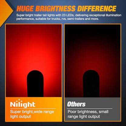 Nilight Trailer Tail Lights 2PCS 6Inch Oval 23LED Red White Chrome - color: 2Pcs Red White Screws 23Led Lights