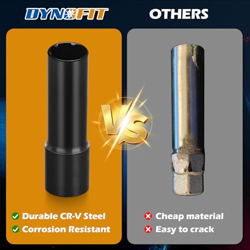 DYNOFIT 6 Point Spline Lug Nuts Key for Wrench with 1/2" Imperial Square Socket Drive,Tuner Socket Key Tool Compatible with 12x1.5 12x1.25 1/2"-20 Thread 6 Spline Lug Nuts,CR-V(Black,1 Pack) - color: Black, size: 6 Spline with 1/2" Socket Drive
