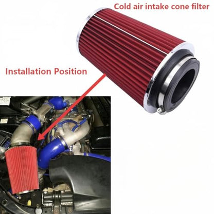 Car Cold air intake filter 3“ High Flow Filter Fits Cars Trucks SUVs - size: 76mm3 Inch 3.5