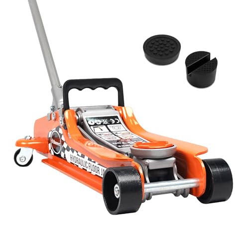 2.5 Ton Steel Floor Jack, Low Profile Hydraulic Racing Floor Jack, Heavy-Duty Racing Floor Jack with Single Piston Lift Pump, Lifting Range 3-3/8" - 14-15/16" - size: 2.5 ton Single Pump