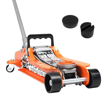2.5 Ton Steel Floor Jack, Low Profile Hydraulic Racing Floor Jack, Heavy-Duty Racing Floor Jack with Single Piston Lift Pump, Lifting Range 3-3/8" - 14-15/16" - size: 2.5 ton Single Pump