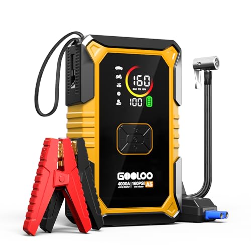 GOOLOO A5 Jump Starter with Air Compressor, 4000A Car Battery Booster - color: Yellow