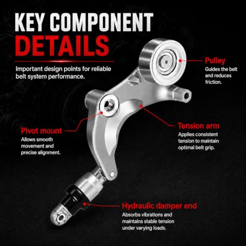 Belt Tensioner Assembly with Pulley, Compatible with 2007-2011 Honda Civic 1.8L L4 Gas & CNG, Replaces OE# 31170-RWK-025, 31170RWK005, 31170RWK015 - size: 31170-RWK-025