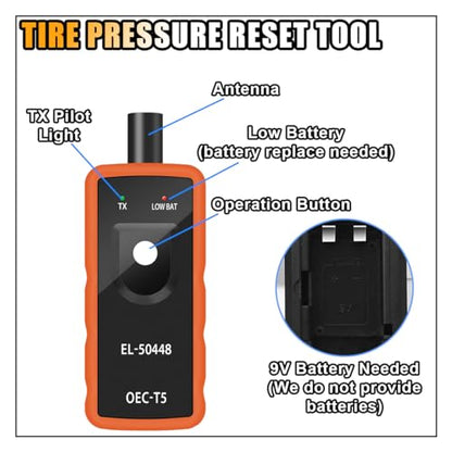 TPMS Relearn Tool, OEC-T5 EL-50448 Tire Pressure Monitor System Sensor Reset Tool, Programming Training Activation Tool for GM/Cadillac/Buick/Chevy Series Vehicles 2023 Edition - size: Orange
