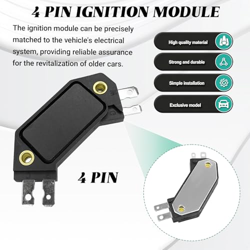 Engine Control Module, 4 Pin GM HEI Ignition Module Replace OE #LX301, DM1906, 1875990,1190357, 4419628, Ignition Control Module Compatible with 1974-1988 for Chevy Pontiac Olds Buick