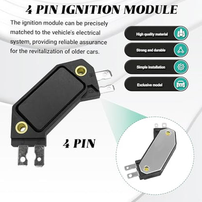 Engine Control Module, 4 Pin GM HEI Ignition Module Replace OE #LX301, DM1906, 1875990,1190357, 4419628, Ignition Control Module Compatible with 1974-1988 for Chevy Pontiac Olds Buick