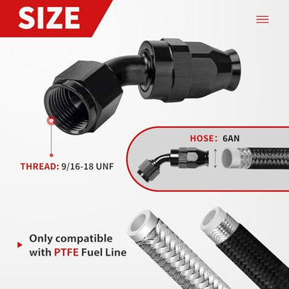 6AN PTFE Fuel Line Kit Nylon Braided PTFE Fuel Hose 20FT With AN6 Hose End Fitting For LS Swap EFI Fuel System - color: Black, size: 6AN 20FT