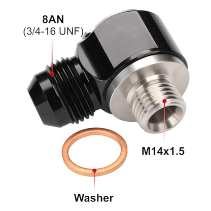 8AN Male Flare Banjo to M14x1.5 Stainless Steel Banjo Bolt Assembly Fitting Adapter Black - size: 8AN to M14x1.5