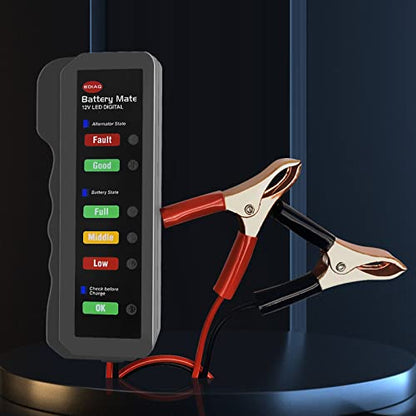 Automotive Load Tester Indicator, 12V Automotive Vehicle Battery Condition Detector, LED Indication, Digital Alternator Charging System Analyzer, Universal for Car, Motorcycle, Truck.
