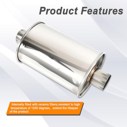 2.0'' Inch Ultra Quiet Exhaust Resonator,Performance Muffler Resonator 2.0" Inlet 2.0" Outlet 14" Overall Length T304 Stainless Steel Universal Fitment - size: 2.0''Inch