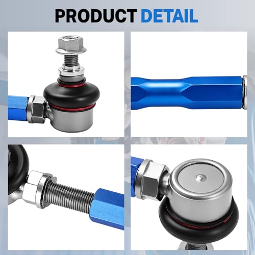 150mm-200mm Universal Adjustable Sway Bar End Links, Modified Aluminium Stabilizer Sway Bar End Link with M10 Stud and 12mm Spacer Washer