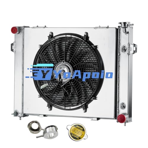 3 Row Aluminum Radiator Shroud Fan for 1993-1997 Jeep Grand Cherokee Laredo Orvis 5.2L V8, Full Performance Aluminium Radiators, Automotive Replacement Radiator