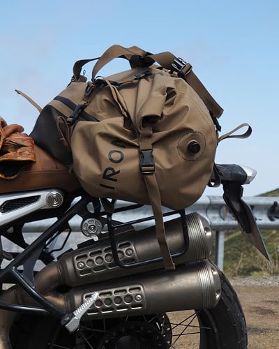 IRON JIA'S Motorcycle Dry Bag, Waterproof Duffel Bag with Roll-Top Closure - color: Brown, size: 50L