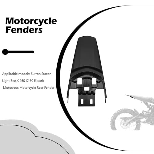 Electric Motorcycle Rear Fenders Bright Black Protective Rear Mudguard for SurRon Light Bee X S X160 X260 - color: Black