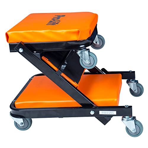 Pro-LifT Foldable Z Creeper 2-in-1 Rolling Car Creeper & Seat, 40" - color: Orange