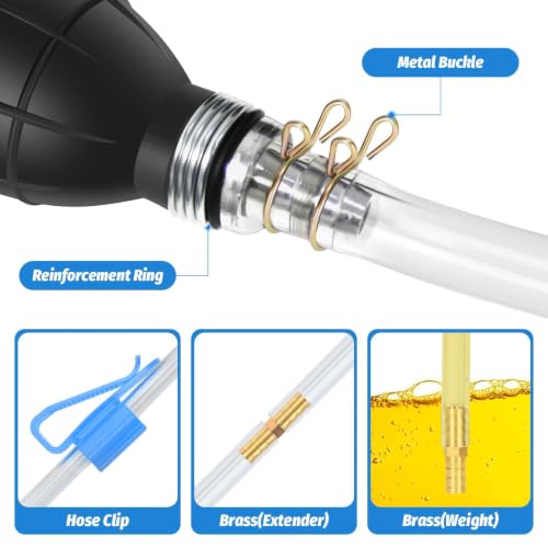 Gasoline Siphon Hose, Gas Oil Water Fuel Transfer Siphon Pump, Portable Widely Use Hand Fuel Pump, Fuel Transfer Pump with PVC Hoses (Blue) - color: 15mm( 1 Pack) of Blue