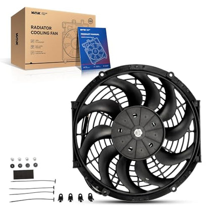 KAX 12 inch Universal Slim Fan Push Pull Electric Radiator Fan - size: 12 inch Universal